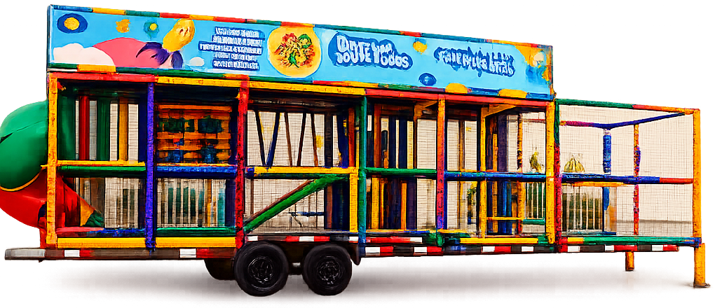 Carretinha Kids com brinquedão colorido pronta para o evento